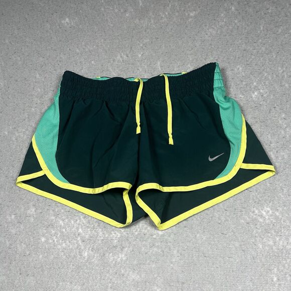 Nike Shorts Womens Size Small Green Dri Fit Running Shorts Lined Drawstring - Picture 1 of 13